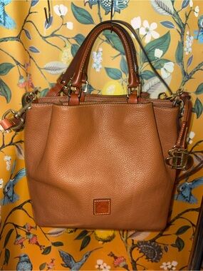 Dooney & Bourke Pebbled Leather Brenna Satchel - Caramel